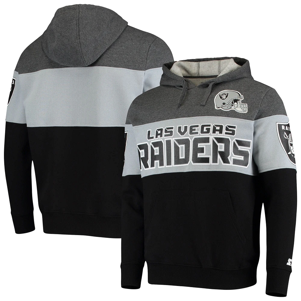 Chandail à capuchon pour homme Starter Heathered Grey/Silver Las Vegas Raiders Extreme Fireballer