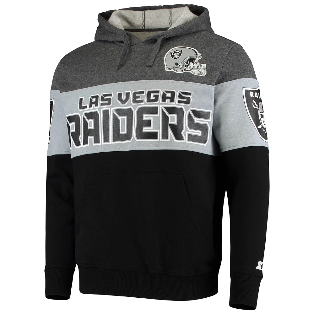 Chandail à capuchon pour homme Starter Heathered Grey/Silver Las Vegas Raiders Extreme Fireballer