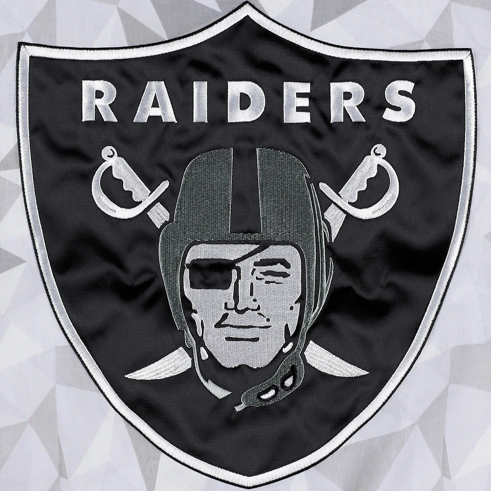 Men's Starter White/Black Las Vegas Raiders Thursday Night Gridiron Raglan Half-Zip Hooded Jacket