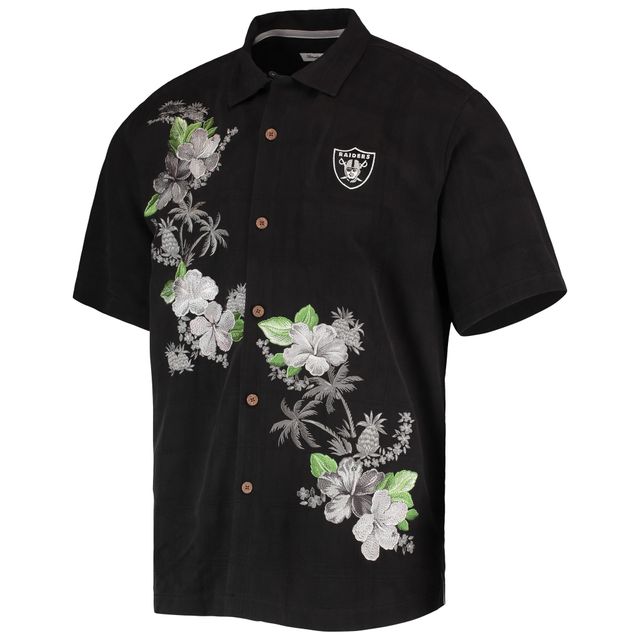 Chemise boutonnée Tommy Bahama noire Las Vegas Raiders Azule Oasis pour hommes