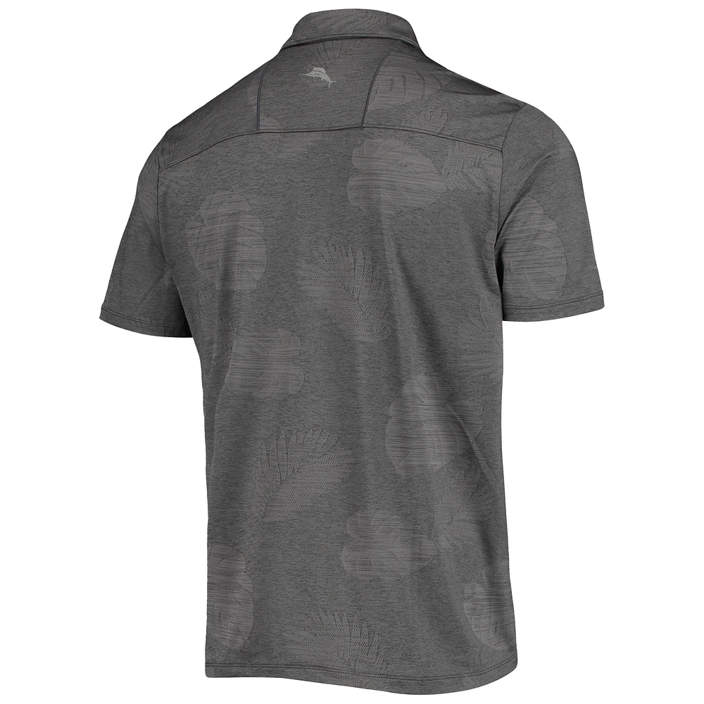 Polo pour homme Tommy Bahama Charcoal Las Vegas Raiders Palm Coast Delray Frond Allover IslandZone