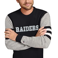 Men's Tommy Hilfiger Black/Heather Gray Las Vegas Raiders Acrylic Crewneck Pullover Sweatshirt