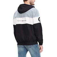 Men's Tommy Hilfiger Black/Silver Las Vegas Raiders Enzo Half-Zip Hoodie Jacket
