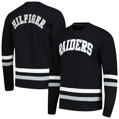 T-shirt à manches longues Tommy Hilfiger pour hommes noir/argent Las Vegas Raiders Nolan