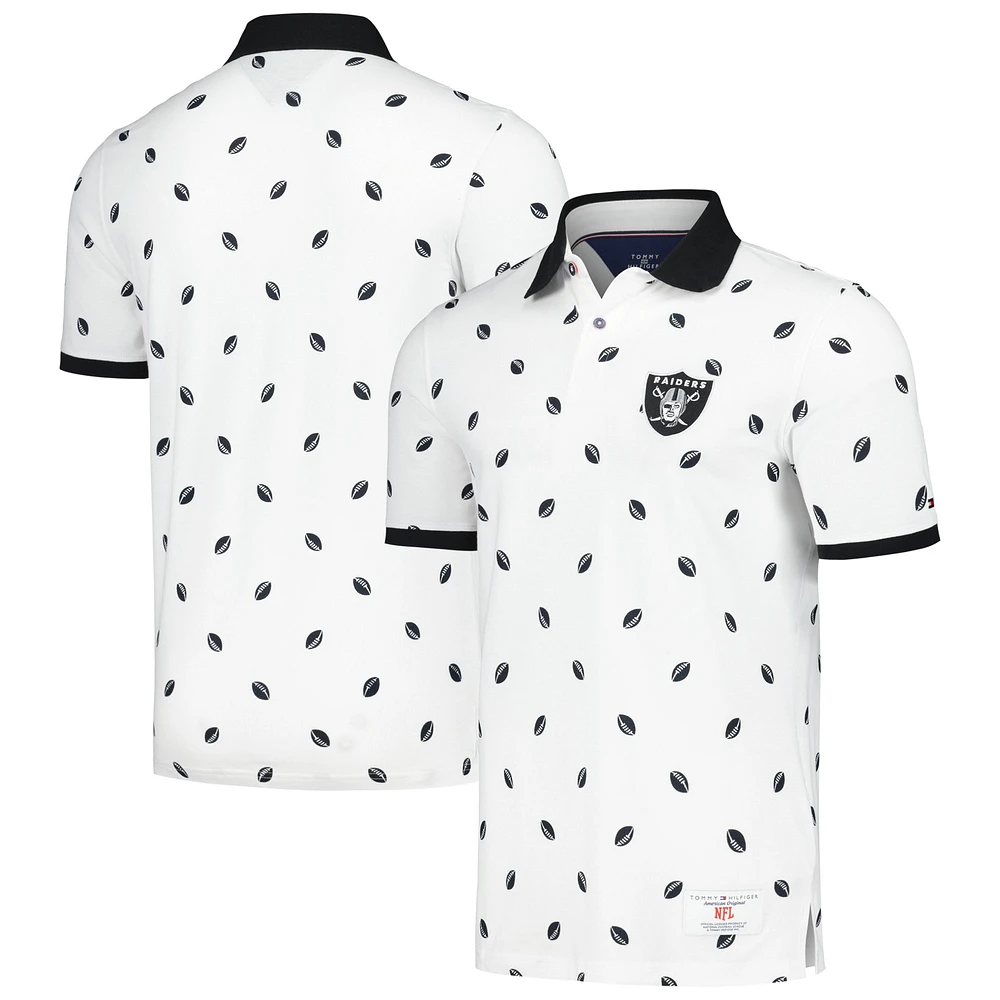 Polo Tommy Hilfiger blanc Las Vegas Raiders Bryce Pique pour hommes