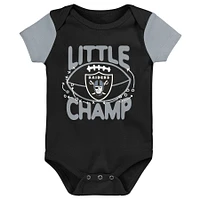 Newborn & Infant Black/Gray Las Vegas Raiders 3-Piece Little Champ Bodysuit Bib Booties - Set