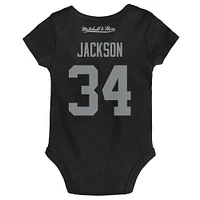 Newborn & Infant Mitchell Ness Bo Jackson Black Las Vegas Raiders Retro Name Number Bodysuit