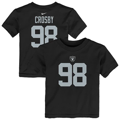 T-shirt Nike Maxx Crosby pour tout-petit avec nom et numéro de joueur des Las Vegas Raiders noir