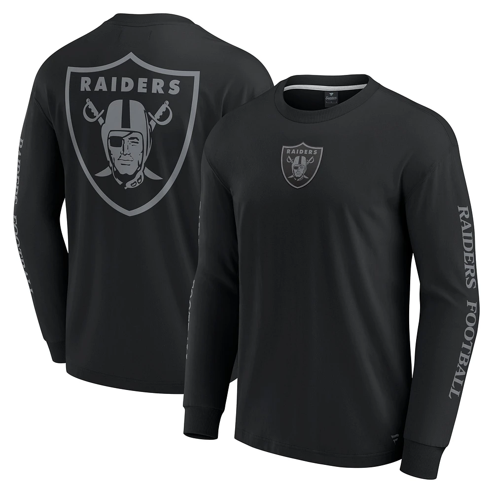 T-shirt unisexe à manches longues Fanatics noir des Las Vegas Raiders Elements Strive