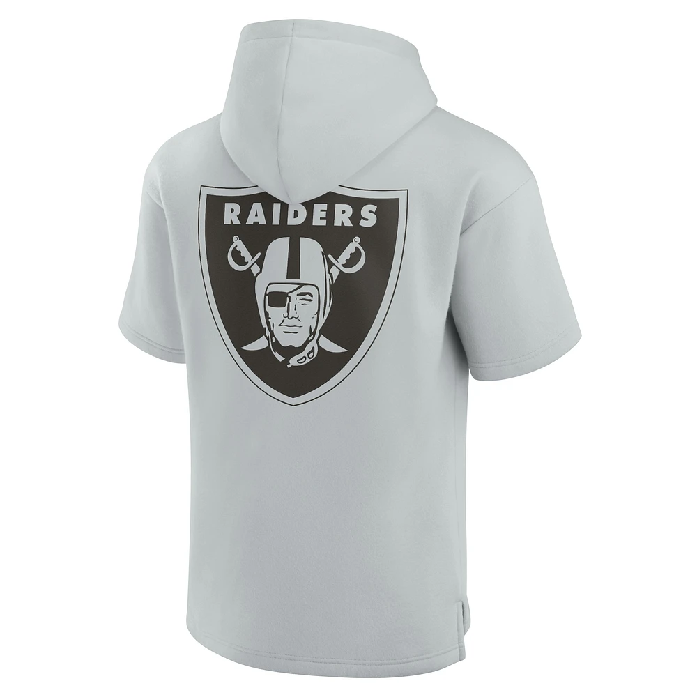 Unisex Gray Las Vegas Raiders Elements Super Soft Fleece Short Sleeve Pullover Hoodie