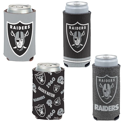 WinCraft Las Vegas Raiders 4-Pack 12oz. Can & Slim Can Cooler Set