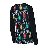 Ensemble t-shirt à manches longues et pantalon en tricot Garland Raglan pour femme Concepts Sport Las Vegas Raiders