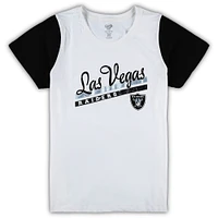 Women's Concepts Sport White/Black Las Vegas Raiders Plus Downfield T-Shirt & Shorts Sleep Set