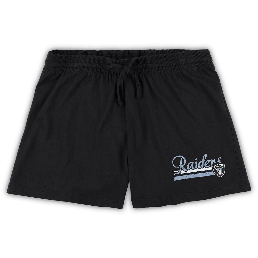Women's Concepts Sport White/Black Las Vegas Raiders Plus Downfield T-Shirt & Shorts Sleep Set