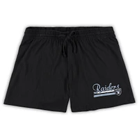 Women's Concepts Sport White/Black Las Vegas Raiders Plus Downfield T-Shirt & Shorts Sleep Set