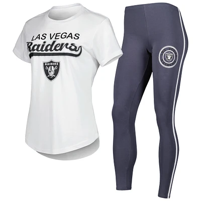 Concepts Sport Ensemble de nuit T-shirt et legging Las Vegas Raiders Sonata Blanc/Anthracite
