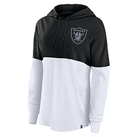Women's Fanatics Black/White Las Vegas Raiders Backup Option Long Sleeve Hoodie T-Shirt