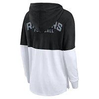Women's Fanatics Black/White Las Vegas Raiders Backup Option Long Sleeve Hoodie T-Shirt
