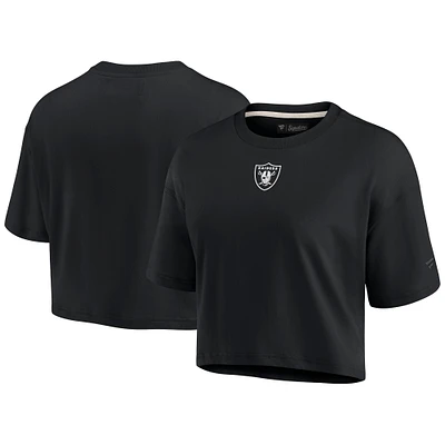 T-shirt court super doux noir Las Vegas Raiders Elements Fanatics pour femmes