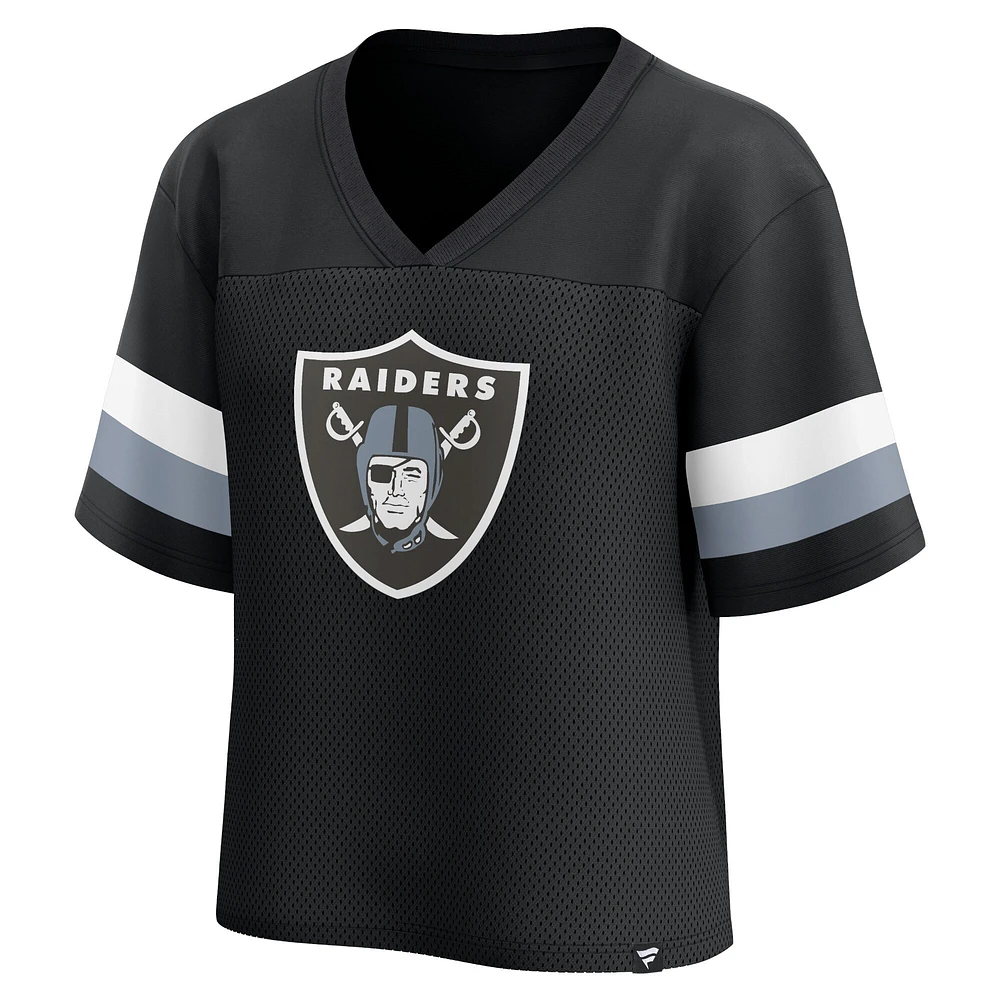 Women's Fanatics  Black Las Vegas Raiders Established Jersey Cropped V-Neck T-Shirt