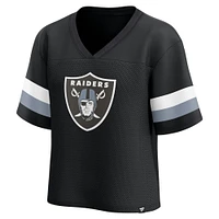 Women's Fanatics  Black Las Vegas Raiders Established Jersey Cropped V-Neck T-Shirt