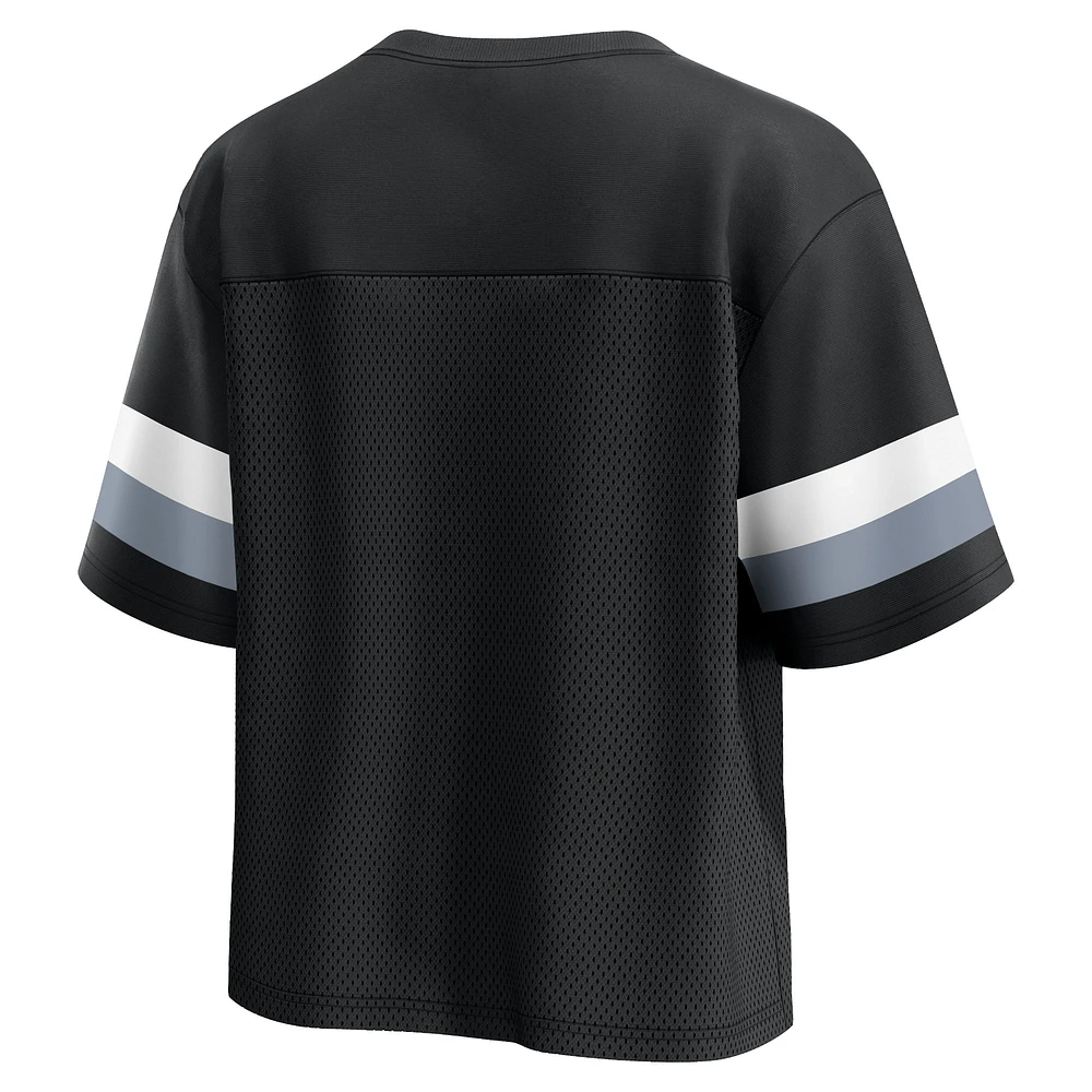 Women's Fanatics  Black Las Vegas Raiders Established Jersey Cropped V-Neck T-Shirt