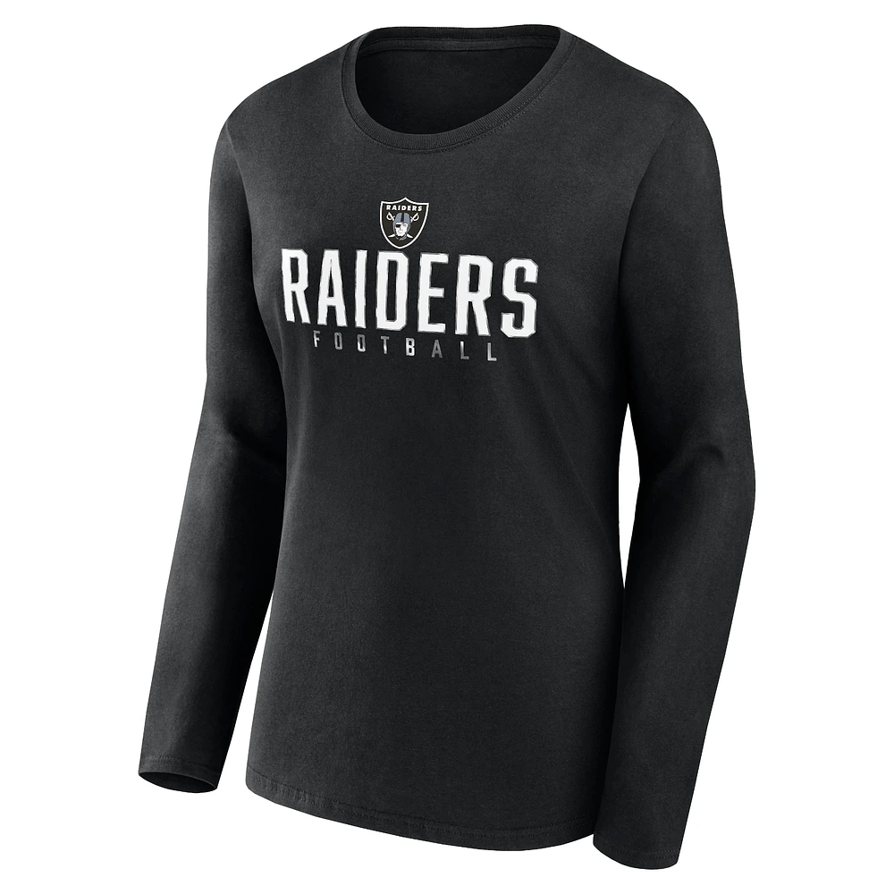 Women's Fanatics Black Las Vegas Raiders Plus Foiled Play Long Sleeve T-Shirt