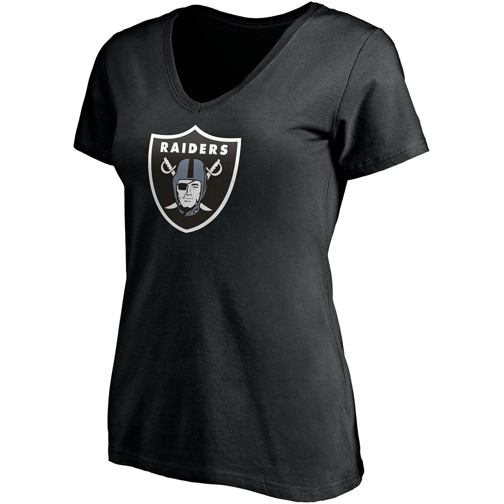 Women's Fanatics Darren Waller Black Las Vegas Raiders Player Icon Name & Number V-Neck T-Shirt