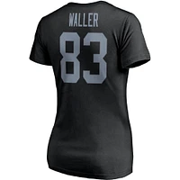 Women's Fanatics Darren Waller Black Las Vegas Raiders Player Icon Name & Number V-Neck T-Shirt