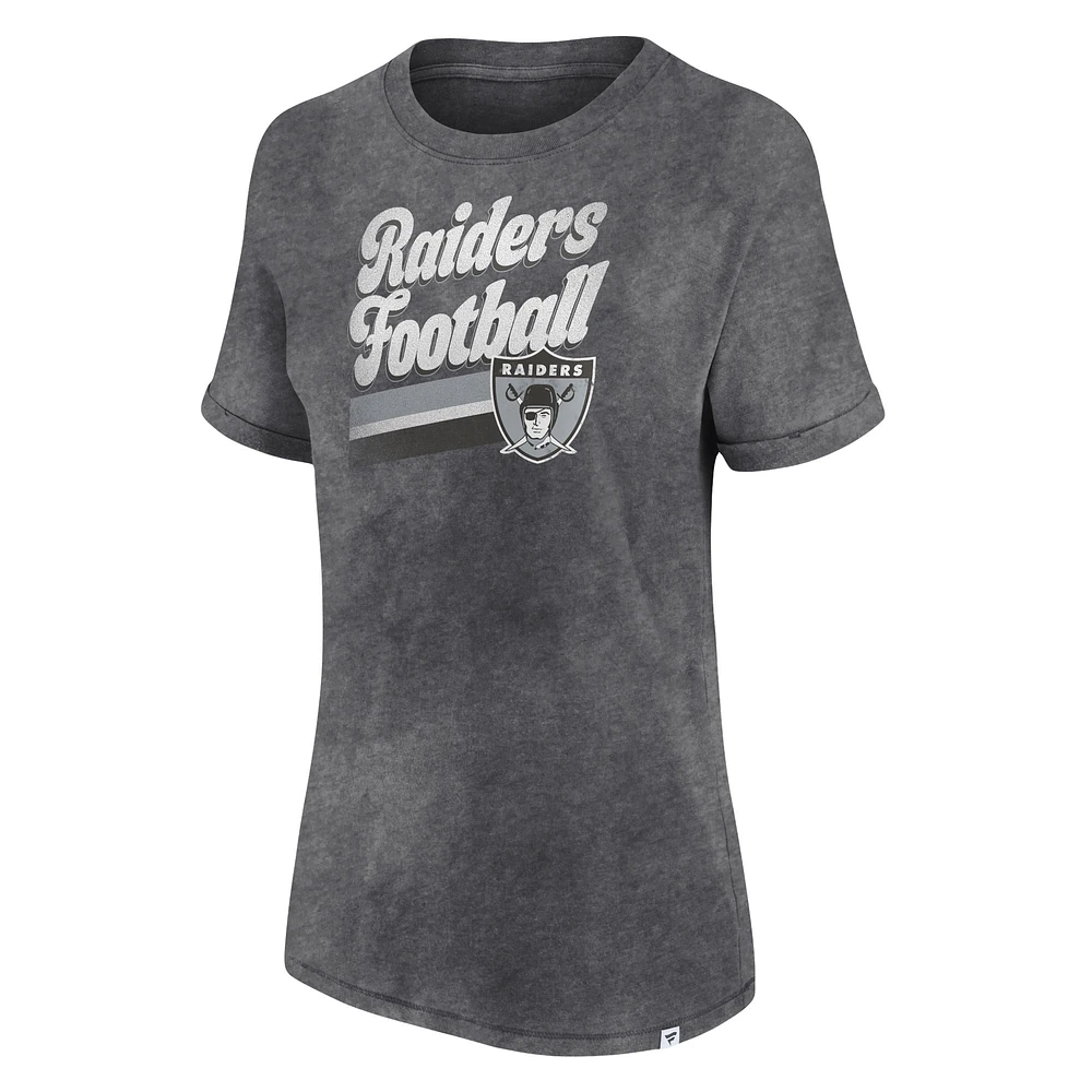 Women's Fanatics Heather Charcoal Las Vegas Raiders Hit - T-Shirt