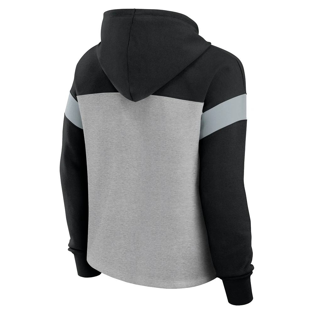 Women's Fanatics Heather Gray/Black Las Vegas Raiders Bold Play Call Pullover Hoodie