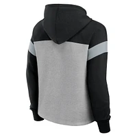 Women's Fanatics Heather Gray/Black Las Vegas Raiders Bold Play Call Pullover Hoodie