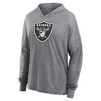 Women's Fanatics Heather Gray Las Vegas Raiders Cozy Primary Pullover Hoodie