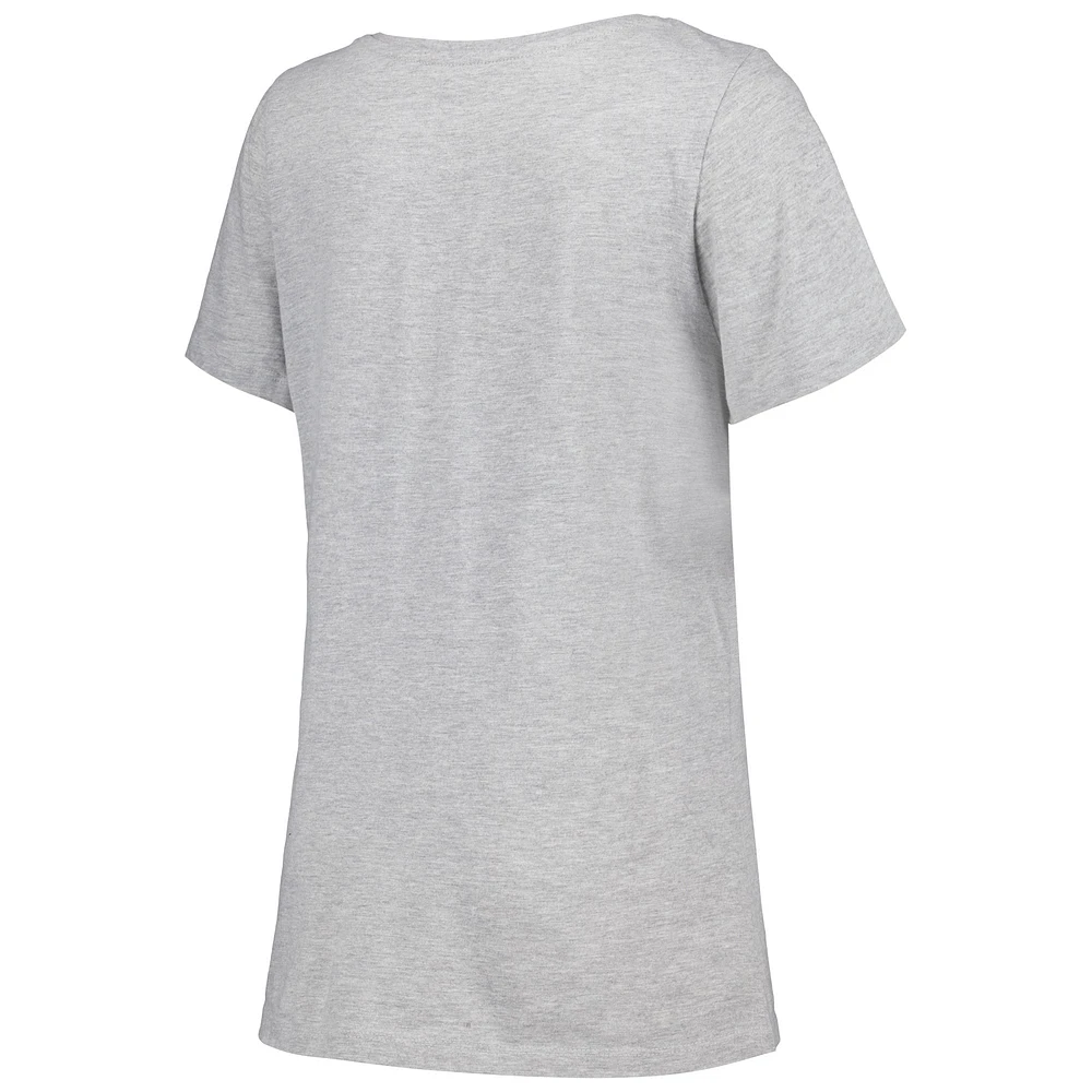 Women's Fanatics Heather Gray Las Vegas Raiders Plus Arch Over Logo T-Shirt