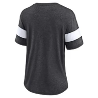Women's Fanatics Heathered Charcoal Las Vegas Raiders Give It All Half-Sleeve V-Neck T-Shirt