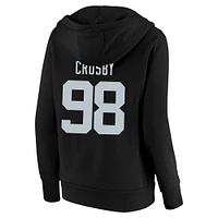 Women's Fanatics Maxx Crosby Black Las Vegas Raiders Plus Player Name & Number V-Neck Pullover Hoodie