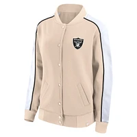 Women's Fanatics Tan Las Vegas Raiders Lounge Full-Snap Varsity Jacket