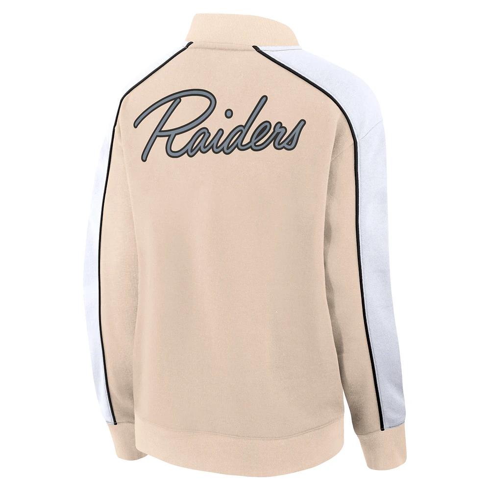 Women's Fanatics Tan Las Vegas Raiders Lounge Full-Snap Varsity Jacket