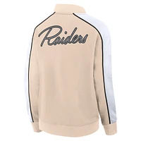 Women's Fanatics Tan Las Vegas Raiders Lounge Full-Snap Varsity Jacket