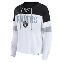 Haut à manches longues et col en V Fanatics pour femmes, blanc/noir, Las Vegas Raiders, grande taille, même match