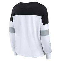 Haut à manches longues et col en V Fanatics pour femmes, blanc/noir, Las Vegas Raiders, grande taille, même match