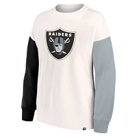 Women's Fanatics White Las Vegas Raiders Colorblock Primary Logo Pullover Sweatshirt
