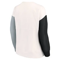 Women's Fanatics White Las Vegas Raiders Colorblock Primary Logo Pullover Sweatshirt