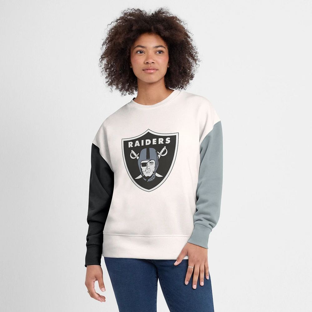 Women's Fanatics White Las Vegas Raiders Colorblock Primary Logo Pullover Sweatshirt