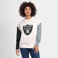 Women's Fanatics White Las Vegas Raiders Colorblock Primary Logo Pullover Sweatshirt