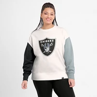 Women's Fanatics White Las Vegas Raiders Colorblock Primary Logo Pullover Sweatshirt