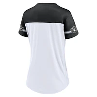 Women's Fanatics White Las Vegas Raiders Dueling Slant V-Neck Lace-Up T-Shirt