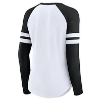 Women's Fanatics White Las Vegas Raiders Plus True to Form Lace-Up V-Neck Raglan Long Sleeve T-Shirt