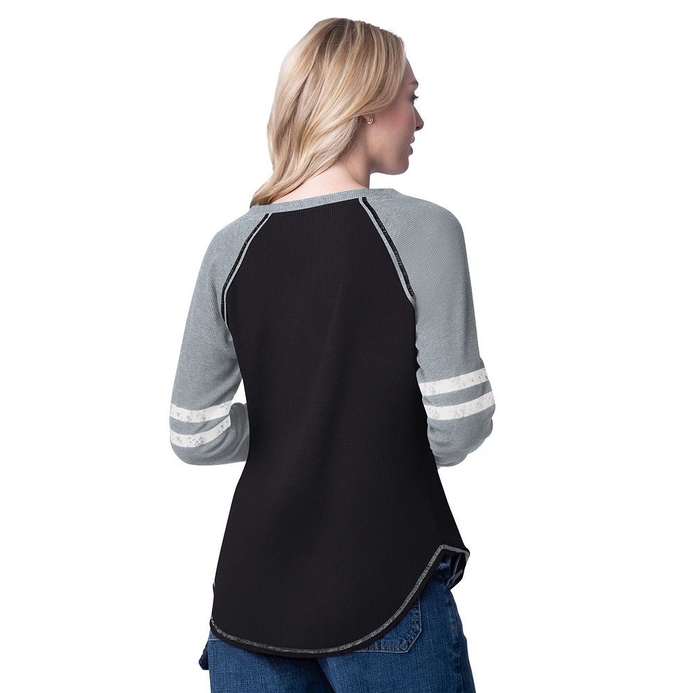 Women's G-III 4Her by Carl Banks Black/Silver Las Vegas Raiders Winner Long Sleeve T-Shirt