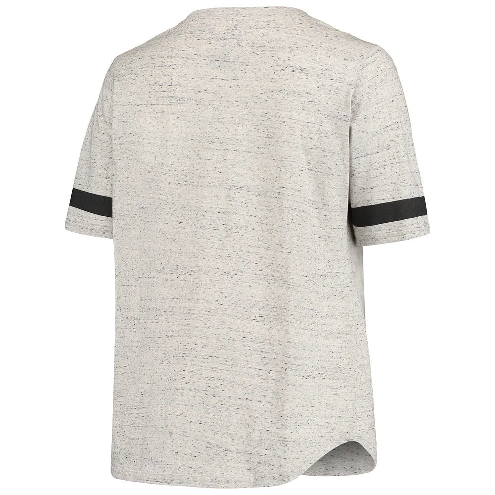 Women's Heathered Gray Las Vegas Raiders Plus Lace-Up V-Neck T-Shirt